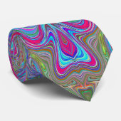 Cravate Motif trippé multicolore bleu ciel ondulé (Roulé)