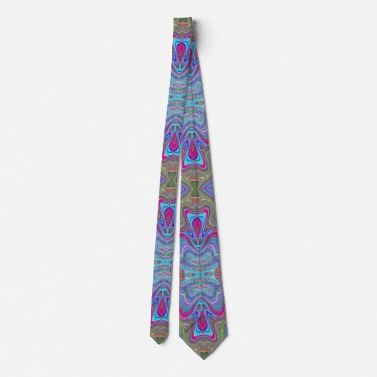 Cravate Motif trippé multicolore bleu ciel ondulé (Dos)