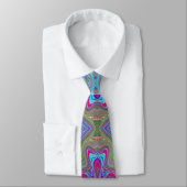 Cravate Motif Trippy Multicolore Ciel Ondulé Bleu (Attaché)