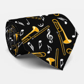 Cravate Motif Trombone Music Notes (Roulé)