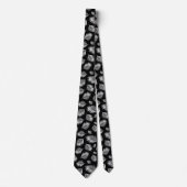 Cravate Motif tropical blanc noir en feuille de palmier (Devant)