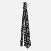 Cravate Motif tropical blanc noir en feuille de palmier (Dos)