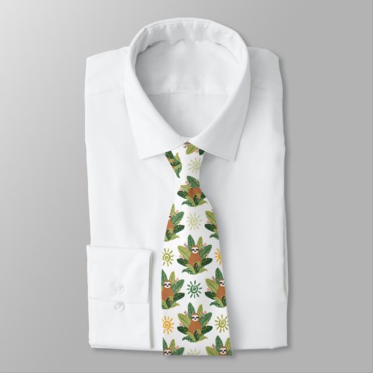 Cravate Motif tropical de paresse (Attaché)