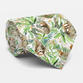 Cravate Motif tropical de paresse d'aquarelle (Roulé)