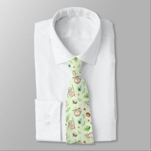 Cravate Motif tropical de paresse de noix de coco