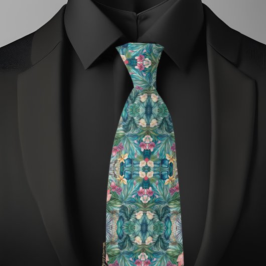 Cravate Motif tropical Iridescendant