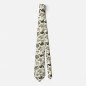 Cravate Motif tropical monochrome. (Devant)