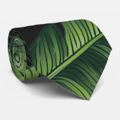 Cravate Motif Tropical noir (Roulé)