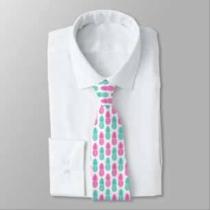 Cravate Motif tropical turquoise rose Girly d'ananas