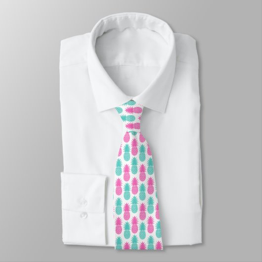 Cravate Motif tropical turquoise rose Girly d'ananas (Attaché)