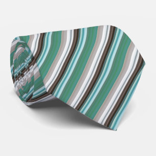 Cravate Motif turquoise/beige rayé