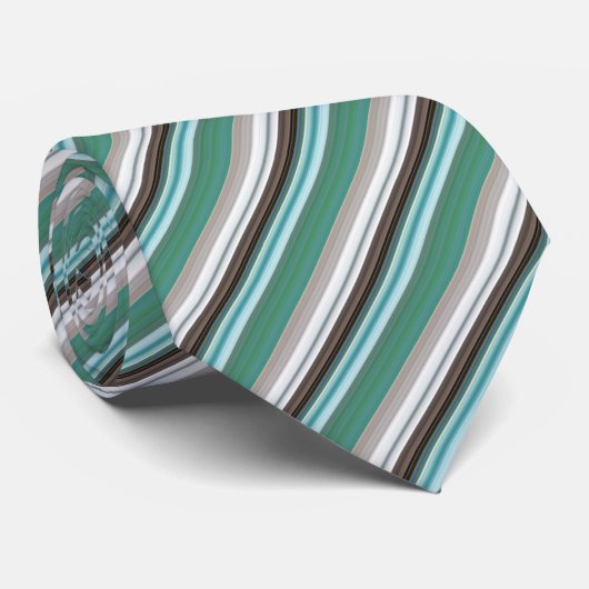 Cravate Motif turquoise/beige rayé (Roulé)