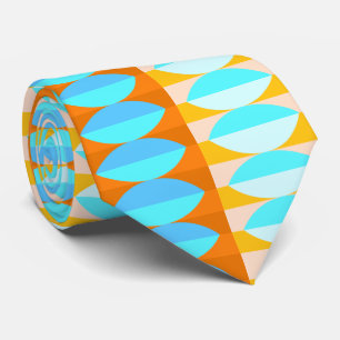 Cravate Motif turquoise bleu orange jaune coloré