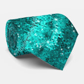 Cravate Motif Turquoise Disco Parties scintillant & Éparkl (Roulé)