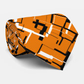 Cravate Motif unique orange noir blanc COOL (Roulé)
