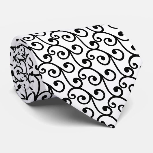 Cravate Motif vecteur à balayage noir en blanc (Roulé)