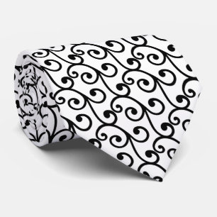 Cravate Motif vectoriel de tourbillon noir sur blanc