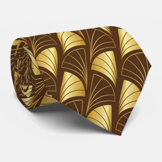 Cravate Motif vectoriel Gold Gradient Abstrait Brown (Roulé)
