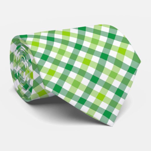 Cravate Motif vert blanc payé (Roulé)