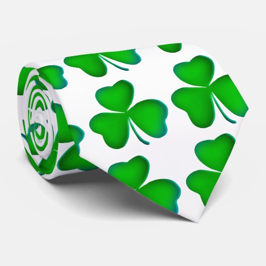Cravate Motif vert de shamrocks (Roulé)
