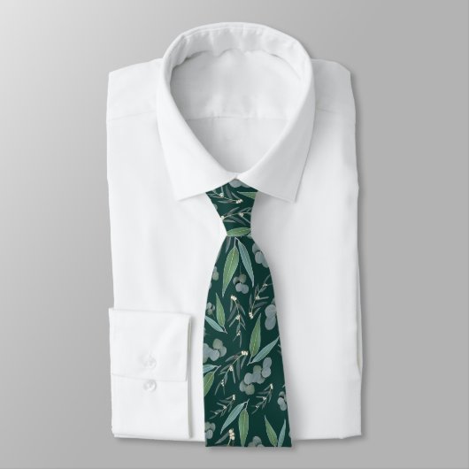 Cravate Motif vert d'Emerald Turquoise Eucalyptus (Attaché)