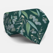 Cravate Motif vert d'Emerald Turquoise Eucalyptus (Roulé)