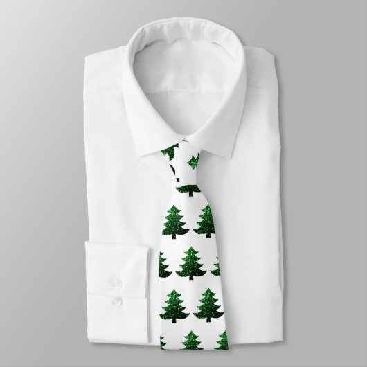Cravate Motif vert et blanc pour sapin de Noël (Attaché)