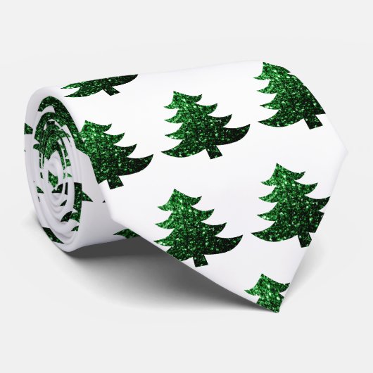 Cravate Motif vert et blanc pour sapin de Noël (Roulé)