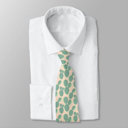 Cravate Motif vert et rose de cactus (Attaché)