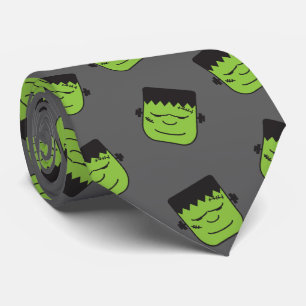 Cravate Motif vert Halloween de têtes de Frankenstein