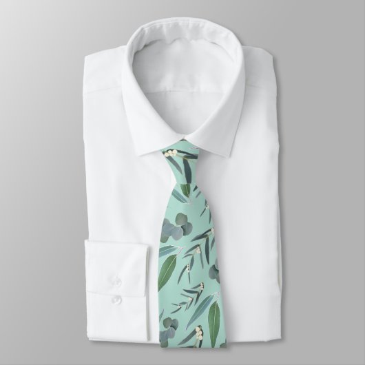 Cravate Motif vert Mint Eucalyptus vert (Attaché)