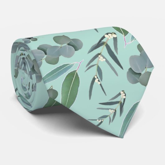 Cravate Motif vert Mint Eucalyptus vert (Roulé)