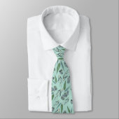 Cravate Motif vert Mint vert Eucalyptus turquoise (Attaché)