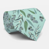 Cravate Motif vert Mint vert Eucalyptus turquoise (Roulé)