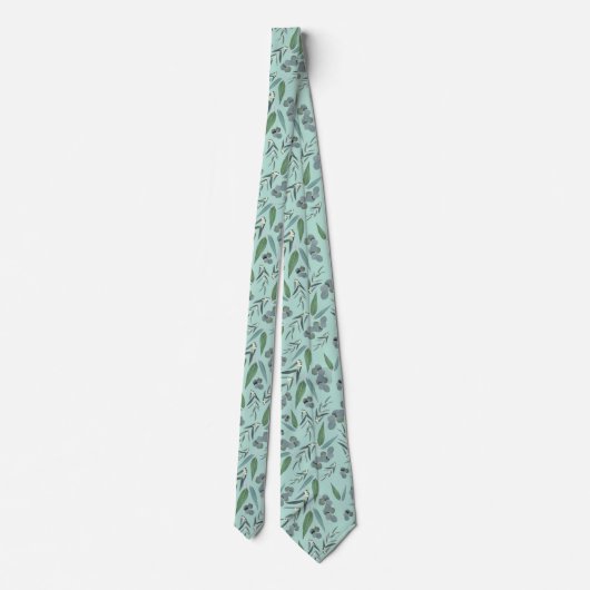 Cravate Motif vert Mint vert Eucalyptus turquoise (Dos)