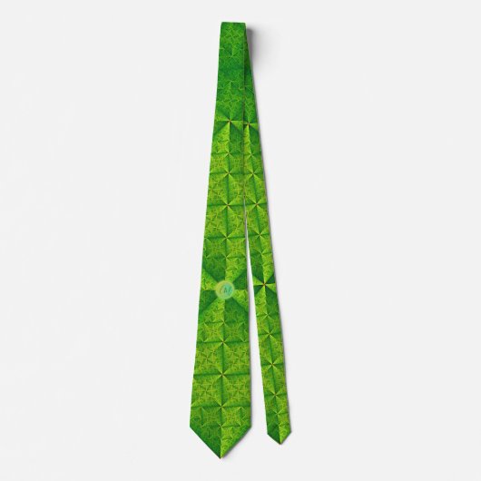 Cravate Motif vert satin avec monogramme (Devant)