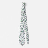 Cravate Motif vert turquoise blanc Eucalyptus vert (Devant)