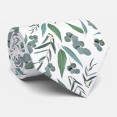 Cravate Motif vert turquoise blanc Eucalyptus vert (Roulé)