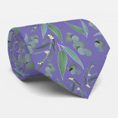 Cravate Motif vert turquoise d'Eucalyptus pourpre (Roulé)