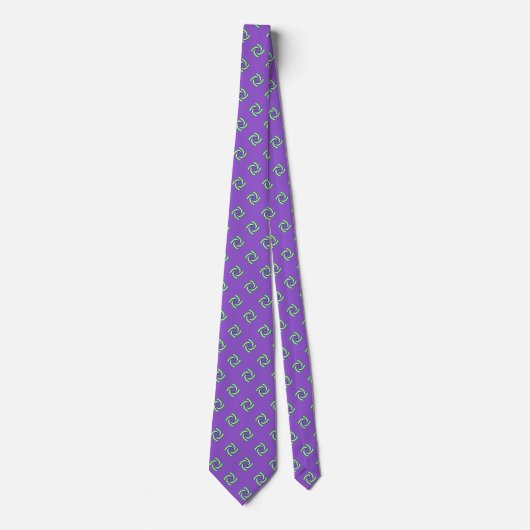 Cravate Motif vert unique sur violet (Devant)