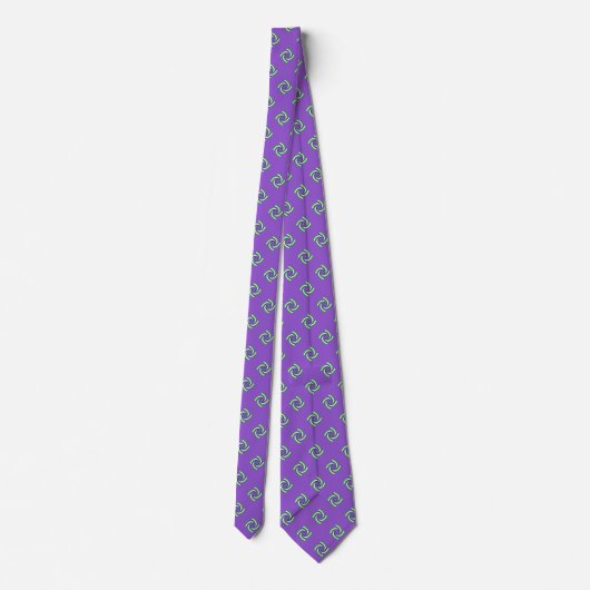 Cravate Motif vert unique sur violet (Dos)