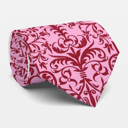 Cravate Motif victorien rose (Roulé)
