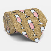 Cravate Motif Vin Rosé Or (Roulé)