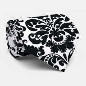 Cravate Motif vintage blanc noir élégant de damassé (Roulé)