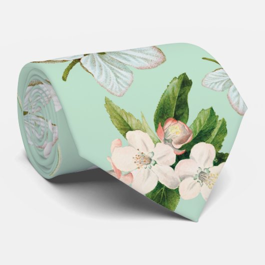 Cravate Motif vintage de fleurs de printemps (Roulé)