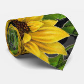 Cravate Motif vintage de tournesol (Roulé)
