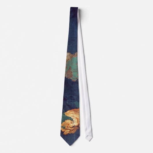 Cravate Motif vintage japonais Lion (Devant)