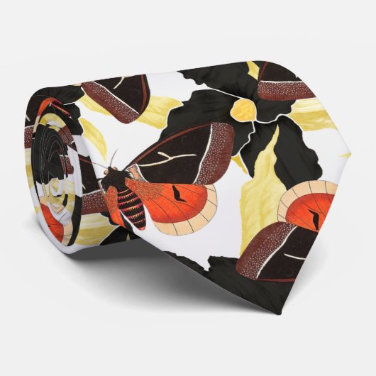 Cravate Motif vintage Moth (Roulé)