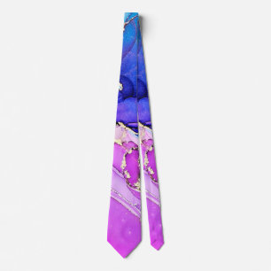 Cravate Motif Violet et Bleu Minimal Sans Couture avec Pai