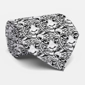 Cravate Motif visage blanc jeune tigre sur noir (Roulé)